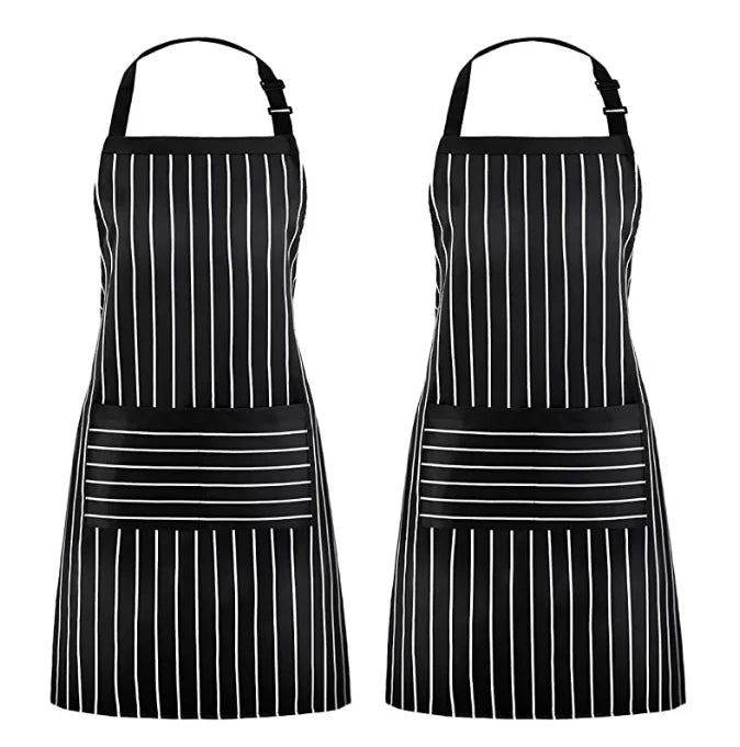 Cotton  Black Stripe Chef Kitchen Aprons With Custom logo