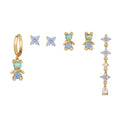 New Arrival Trendy 6pcs Star Zircon 18K Gold Plated Drop Earrings Set 925 Silver Women's Luxury Fashion Jewelry MegaBDM