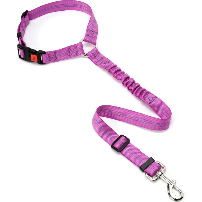 Adjustable Elastic Durable Striped Headrest Pet Seat Belt Custom Logo Dog Car Safety Leash Reflective Nylon Glow Castle
