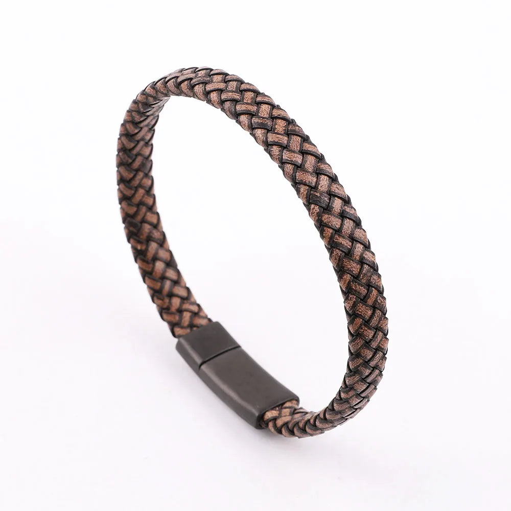 New Design Vintage Genuine Real Leather Stainless Steel Bracelet LeatherFor Men JBS12575