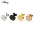 Alisouy 2 Pieces Stainless Steel Fashion Punk Bolt Stud Earrings Male Gothic Black Gold Color Party Gift for Men Women Unisex