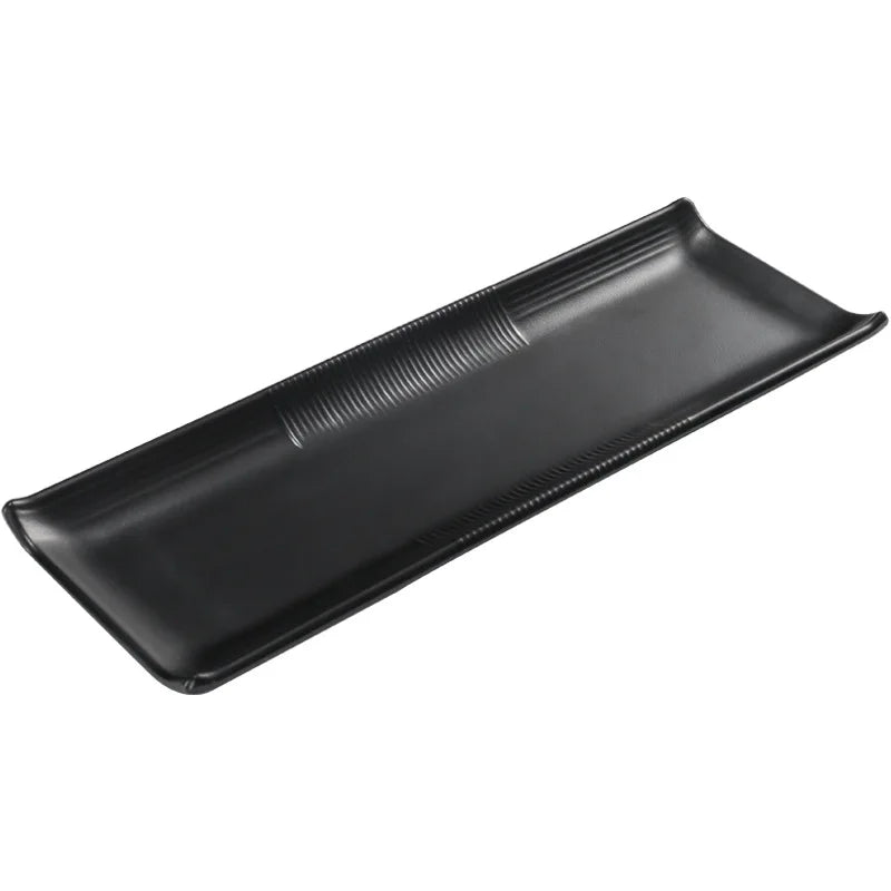 Trending Products 2023 New Arrivals Restaurant Serving Dish Rectangular Melamine Sushi Plate Matte Black Melamine Dinner Plates