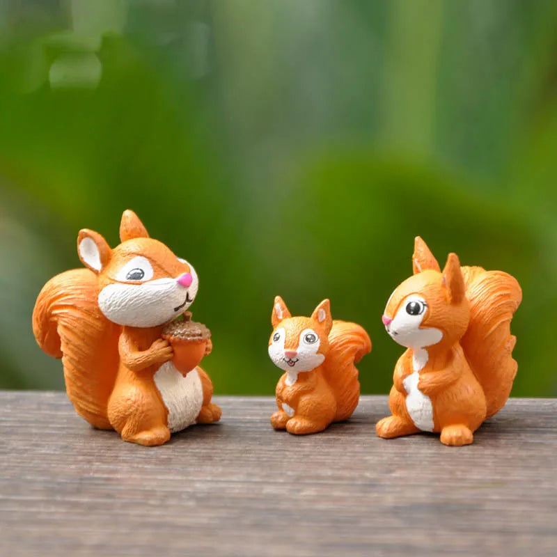 PVC Squirrel for Mystery Box Fairy Garden Miniature Plastic Craft Cartoon Figurines Decor Car Accessories 3D Dolls 3000 Styles