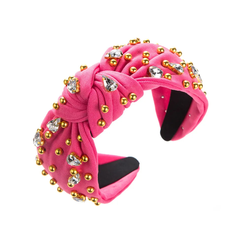 Custom Cute Luxury Designer Fashion Headband Padded Beaded Rhinestones Headband Women