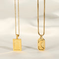 Joolim Jewelry 18K Gold Plated Sun Moon Burst Rectangle Pendant Necklace Stainless Steel Trendy Jewelry