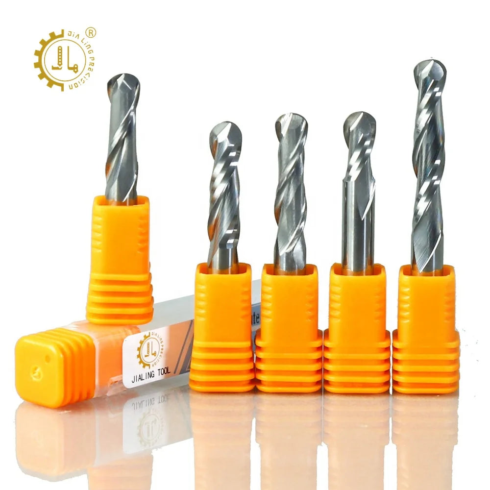 6 mm CNC Ball Nose Bits Sculpture Surface Two Spiral Carbide Ball Nose Router Bit for Acrylic Wood