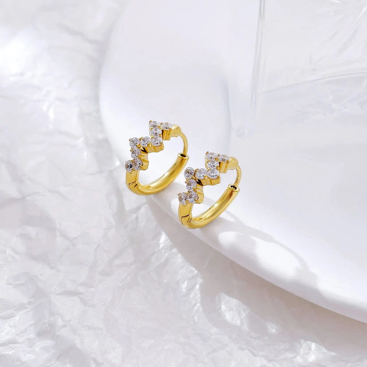 Gold Plated Dangling New Stainless Zircon Earring Designs Girls Bridal Earrings for Women Jewelry Accessories