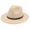 European American Style Faux Felt Fedora Hat with Big Brim and Metal Ring Rivet Belt Outdoor Fashion Accessories Cowboy Hats