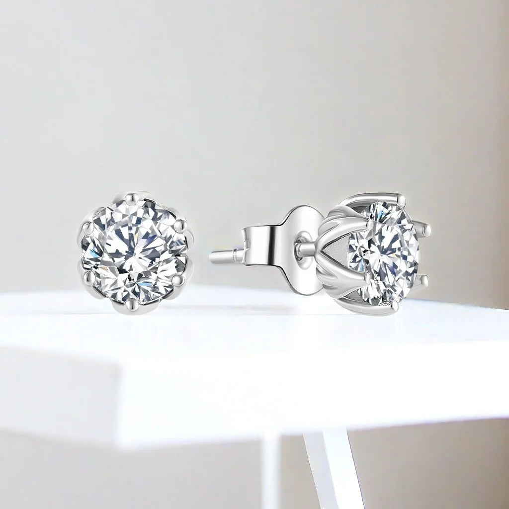 QX Custom Luxury  Fine Jewelry 925 Sterling Silver Cubic Zirconia Wedding Engagement Party Classic Little Women Stud Earrings