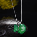 Lucky 925Sterling Silver Diamond Inlaid Jade Chalcedony White Jade Green Jade Money Bag Necklace for Women Girls