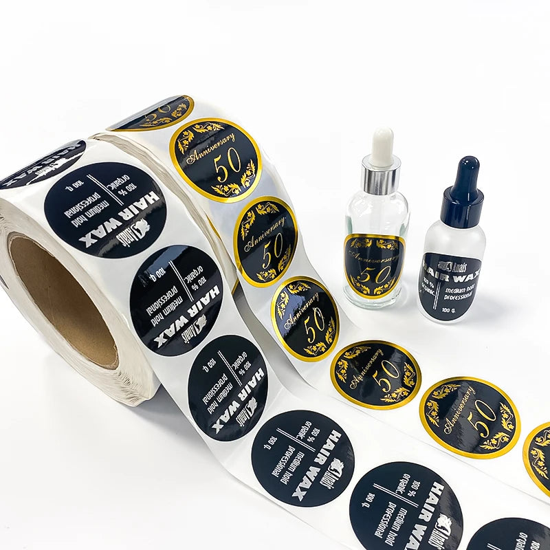 Custom Printing Adhesive Round Gold Foil Sticker Roll Paper Label