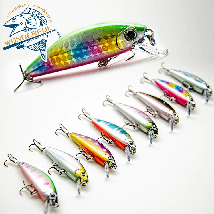 65mm 6.5g Pvc 1.5m-2m Depth Sinking Pvc 8 Colours Available Freshwater Hard Minnow Fishing Lure