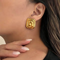 NEW VINTAGE SQUARE THREADED FASHIONABLE EARRINGS 2025 Dazan Winter INS 18k Gold Plated Hypoallergenic Stainless Steel Mom Gift
