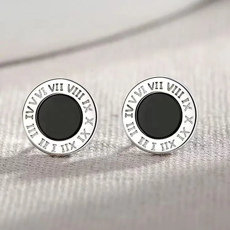 Healing Gemstone Stone Fine Jewelry Natural Crystal Stone 925 Sterling Silver Letter Roman  Number Stud Earrings