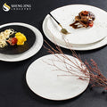 Wholesale Hotel Restaurant Tableware Custom Matte Rock Texture Pottery Salad Dishes & Plates Food Platter Banquet Round Platos
