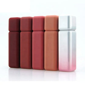 Custom Soft Touch Lip Gloss Tube Empty 5ml Square Pink Rubber Paint Lipgloss Packaging Tubes for Makeup Cosmetic