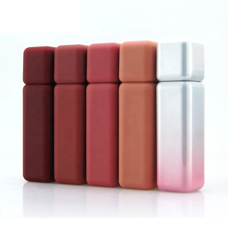 Custom Soft Touch Lip Gloss Tube Empty 5ml Square Pink Rubber Paint Lipgloss Packaging Tubes for Makeup Cosmetic