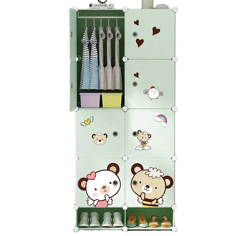 High Quality Modern Extendable Folding Baby Clothes Storage Wardrobe with Hanging Clothes Plastic Baby Cupboard