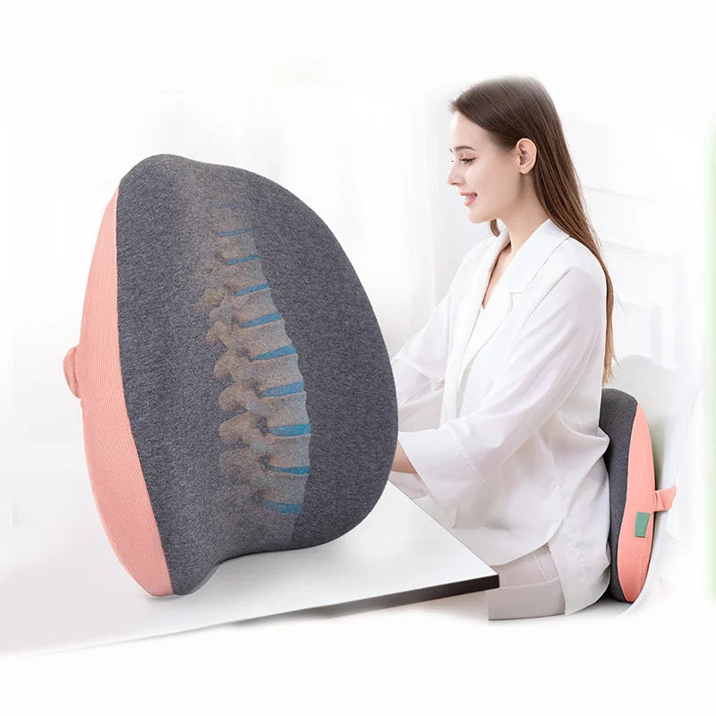 Breathable Eco-Friendly Memory Foam Lumbar Support Back Cushion for Chair Lower Back Pain Relief Removable Washable Modern