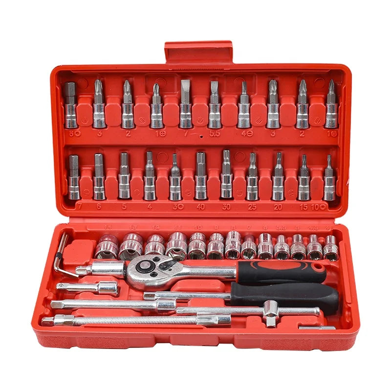 1/4 Inch Socket Tool Kit OBM Home Repair Tool Set Hard Case Screwdriver Handle Hand Powered OEM Customizable Durable Tool Set
