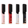 USB Rechargeable Mini Portable Professional Ptc Ceramic Flat Iron Curler 2 in 1 Styling Comb Hair Straightener Brush