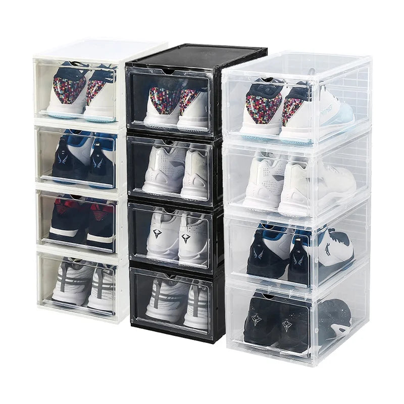 Luxury Rectangle PP Injection Molded Stackable Drop Front Magnetic Plastic Sneaker Box Transparent Acrylic Eco-friendly Durable