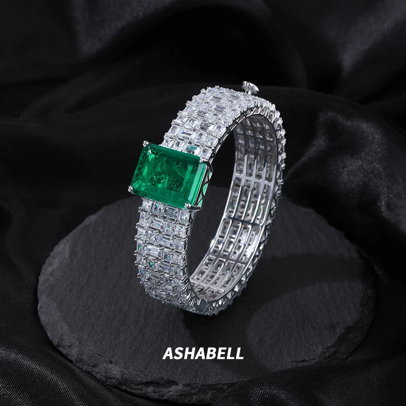 Luxury S925 Sterling Silver Full Diamond Inlaid 5A Zircon CZ square Emerald Cut Bracelet for Women Birthday Wedding Fine Jewelry