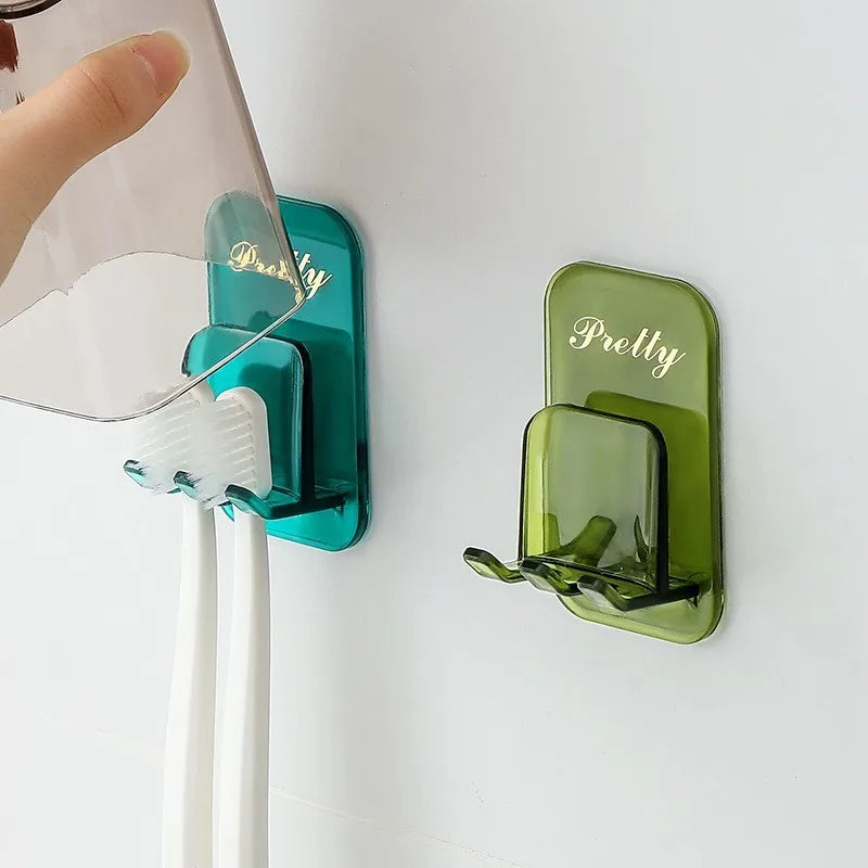Kitchen and Bathroom Wall-Mounted Non-Folding Rack Punch-Free Toothbrush and Cup Shelf Storage