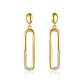 Earing Silver 925 Oval Big Drop Zircon Gold Plated Fashion Long Tassel Earrings