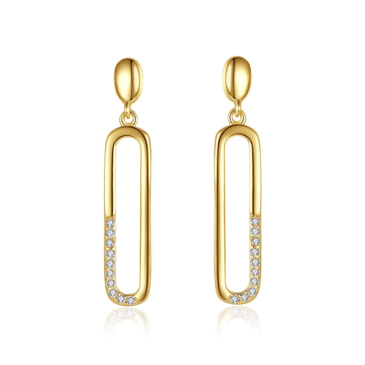 Earing Silver 925 Oval Big Drop Zircon Gold Plated Fashion Long Tassel Earrings