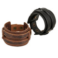 Popular Vintage Flat Blank Wide Genuine Leather Bracelet Men Wristband