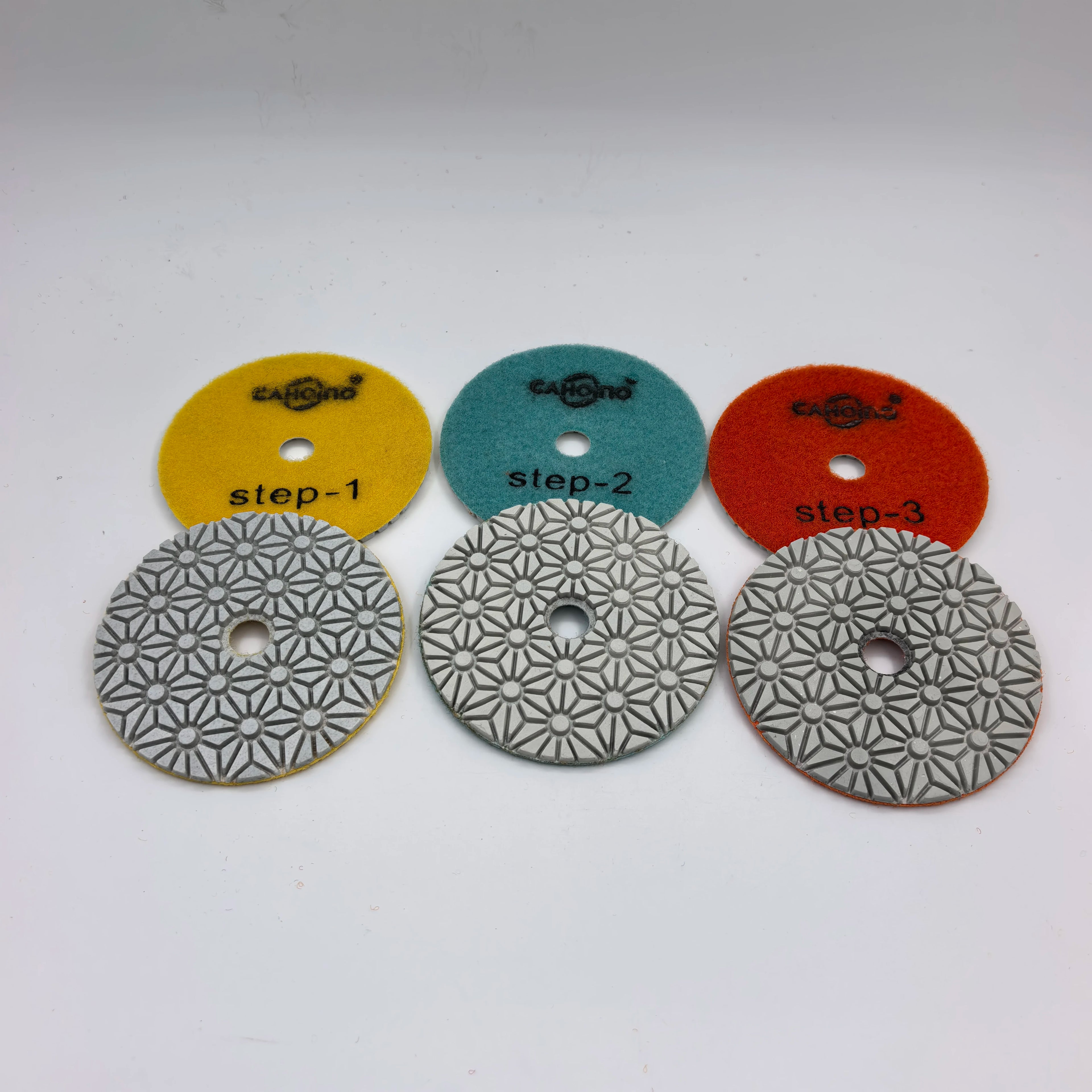 4 Inch 3 Steps Snow Shape Diamond Polishing Pads Tools for Granite Marble Quartz