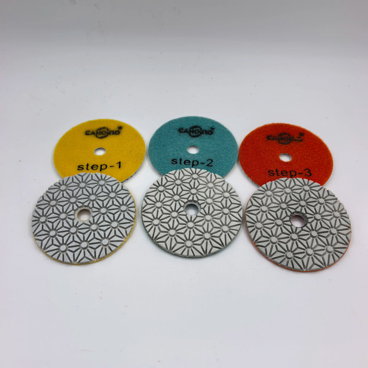 4 Inch 3 Steps Snow Shape Diamond Polishing Pads Tools for Granite Marble Quartz MegaBDM