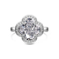Dylam Factory Wholesale Luxury Four Leaf Clover Design Cubic Zirconia Ring S925 Sterling Silver Rings for Women Girl Jewelry Set