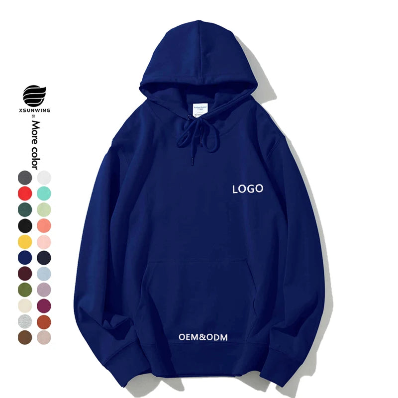 Xsunwing Custom Logo Print Cotton Blank Thick Luxury Hoodies Tracksuit Unisex Bulk Heavyweight Men's Hoodies Sweatshirts MB6W288