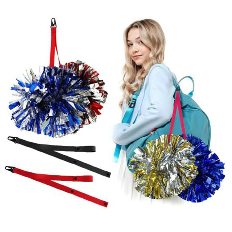 Adjustable Nylon Pom Poms Holder Strap for Cheerleading Cheer Bow Holder for Backpack Cheer Accessories (No Poms Included)