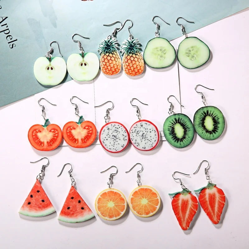Korean Fashion Jewelry Acrylic Fruit Earrings Wholesale Resin Earrings Acrylic Jewelry Earrings for Girls