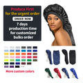 Wide Brimmed Women Print Sleep Hat Long Tube Hat Silk Soft Satin Hair Bonnet With Custom logo