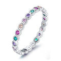 New Design Colorful Lucky Rainbow Zircon Sterling Silver 925 Finger Rings