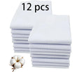 Panuelo De Algodon Blanco 16*16Inch 100% Soft Cotton White Handkerchief Men Plain Hankies with Jacquard Stripe for Gift Wedding