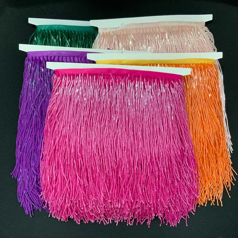 Multiple Colors Haute Couture Dress Decoration Gold White Beading Trimming Beaded Trim Fringe