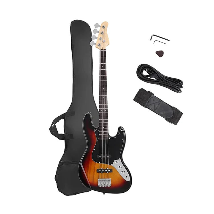 HUASHENG Full Size Bass Kit OEM 4 Strings GJazz Electric Bass Guitar with Guitar Bag Accessories