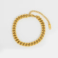 6mm Chunky Gold Curb Link Bracelet 18K Gold Plated Stainless Steel Miami Cuban Chain Statement Bracelet