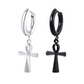 Wholesale Men's Stainless Steel Cross and Ankh Hanging Drop Earrings Fashion Jewelry