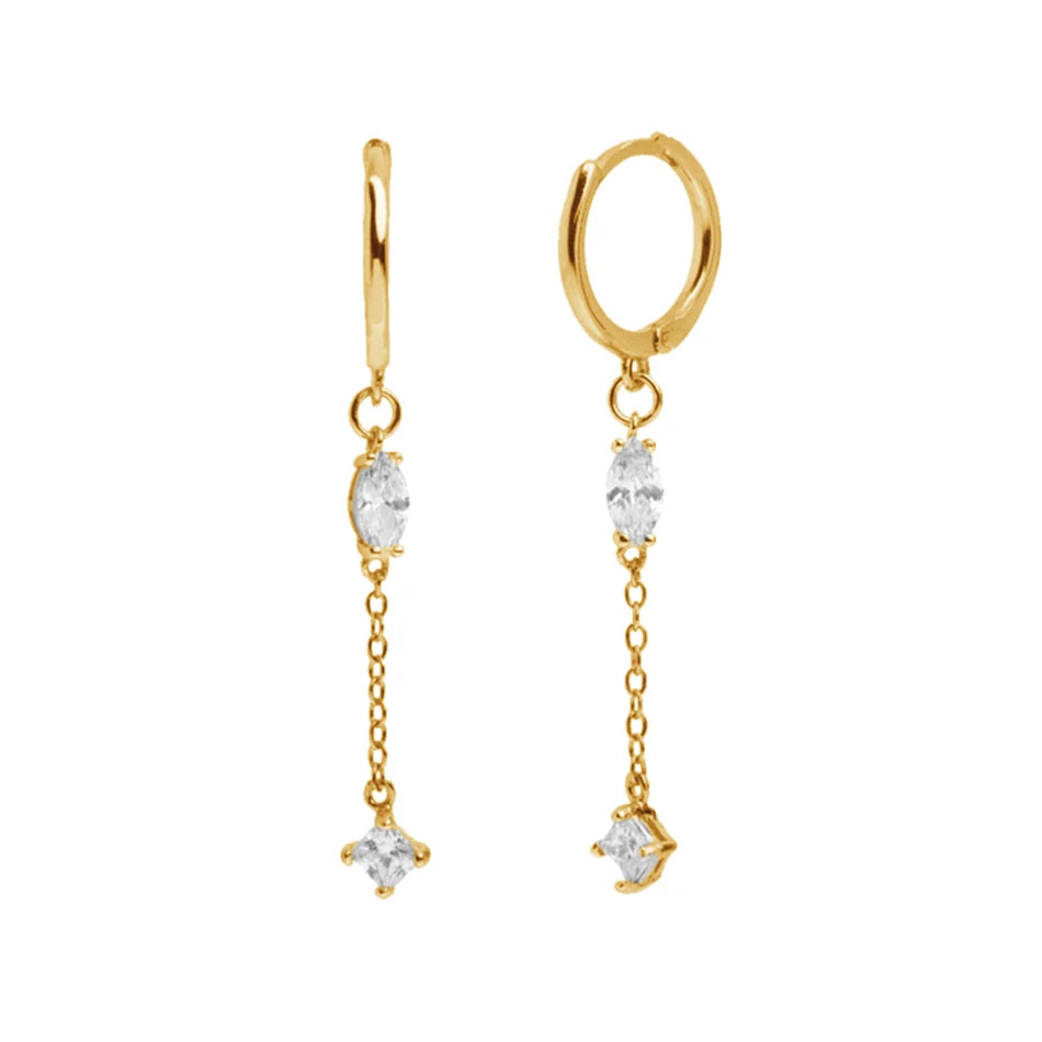 Wholesale Jewellery Shop 18k Gold Chains Earrings 925 Sterling Silver Minimalist Jewelry Cubic Zircon Dangle Hoop Earrings