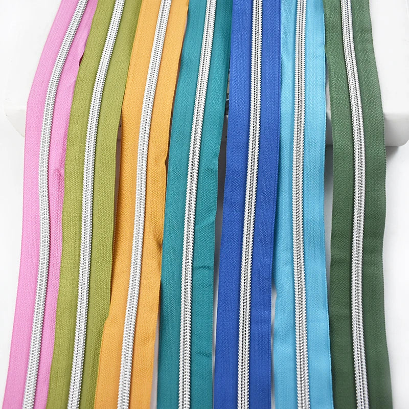Meetee ZA419 5# Colorful Luggage Bag Clothing DIY Textile Sewing Accessories Nylon Zipper Coil Silver Color Teeth Nylon Zip