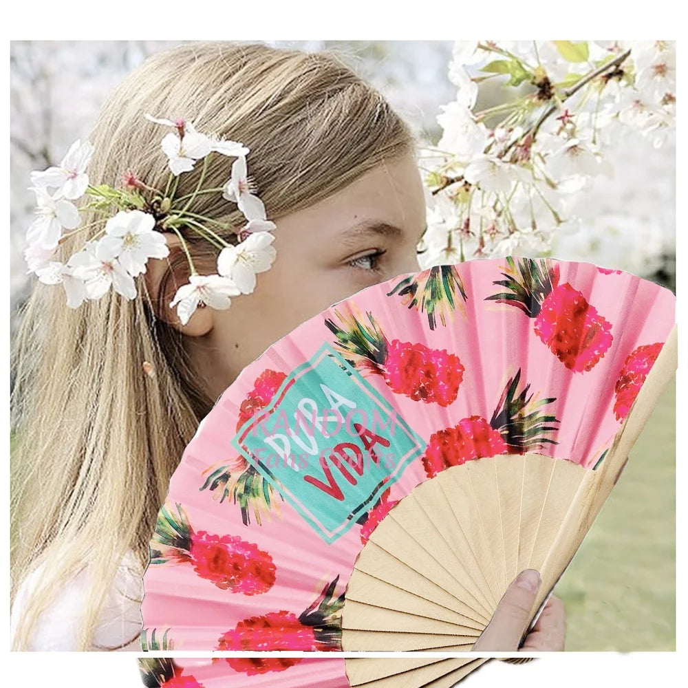 Good Quality Chinese Carved Folding Nature Wood Hand Fan Engrave Names and Date Personalized Fans for Wedding