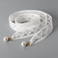 Women's Fashionable and Versatile Lace Embroidery Pearl Pendant Belt Fabric Style with Versatility and Elegance