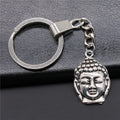 29x19mm Antique Silver Plated Antique Bronze Plated Zinc Alloy Buddha Head Buddha Statue Buddhism Keychain P2-ABD-C11133