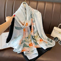 Wholesale Long Large Soft Imitation Silk Flower Scarf Evening Dress Shawls Elegant Lightweight Printed Smooth Silk Printed Scarf